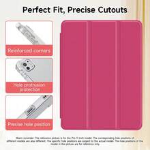 1pc Premium Hot Pink Design Patterns White Tablet Case Compatible With IPad 10th Generation 10.9 Inch 2022/IPad (A16) 11th Generation 11 Inch 2025/IPad Air 4th/5th, IPad Pro 2020/2021/2022/2024, Slim Stylish Clear IPad Case With Pencil Holder, Tri-Fold Stand Cover, Best Gifts For New Year/Valentine's Day/Easter - 玫紅色 - 查看 4