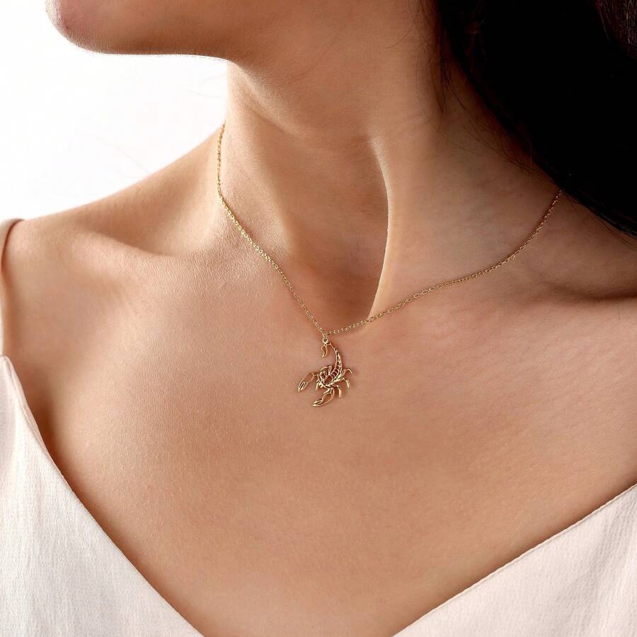 18k Gold Scorpion Necklace, Sterling Silver Zodiac Necklace, Scorpion King Necklace, Sterling Silver, Gift For Her - Gold - View 1