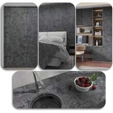 1 Roll Of Concrete Peeling And Pasting Wallpaper - Dark Gray/Black Texture Self-Adhesive Detachable Waterproof Vinyl Contact Paper, Thick Tenant Friendly Large Roll 15.7inx393.7/196.8/118.1/39.3iin For Kitchen - Dark Grey - View 2