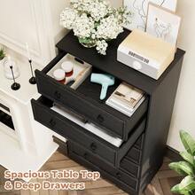 6 Drawer Dresser Tall, 52" Tall Grey/Cherry/Black Dresser For Bedroom, Chest Of Drawers, Large Storage Organizer For Clothes, Grey Vintage, For Living Room, Bedroom, Hallway - 黑色 - 查看 4