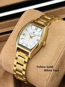 Pablo Raez 1pc 18K Gold Women's Watch Stainless Steel Tonneau Vintage Watch Gold Jewelry Accessory Solid Steel Bracelet Chain Non-Fading Original Charming Top Quality Women's Clock Luxury Formal Elegant Brand New Gorgeous Design Quartz Watch Fashion Black & White Dial High Quality Women's Popular Watch 50M Waterproof Button Butterfly Buckle Casual Cute Women's Small Cute Watch Suitable For Friends Or Family Daily Life/Work/Party Decoration Birthday Gift - Gold - View 13