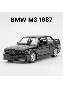 1:36 Scale BMW M3 1987 Diecast Model Car, White/Black, Rear-Wheel Drive, Smooth Gliding, Openable Doors, Detailed Replica, Toy For Boys And Girls, Collectible And Desktop Decor, Christmas, Halloween, Birthday Gift - Multicolor - View 1