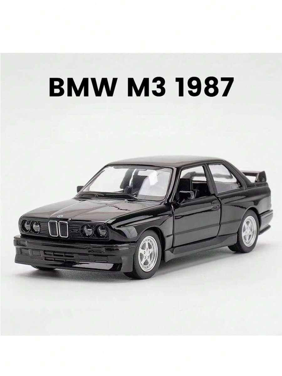1:36 Scale BMW M3 1987 Diecast Model Car, White/Black, Rear-Wheel Drive, Smooth Gliding, Openable Doors, Detailed Replica, Toy For Boys And Girls, Collectible And Desktop Decor, Christmas, Halloween, Birthday Gift - Multicolor - View 1