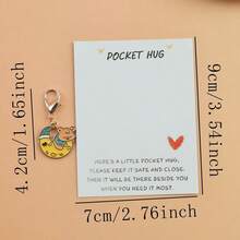 1个/2个可爱小熊月亮钥匙扣吊坠，附赠口袋拥抱贺卡，送给爱熊人士的礼物，送给朋友、同学、同事的理想礼物，情人节礼物 - 彩色 - 查看 4