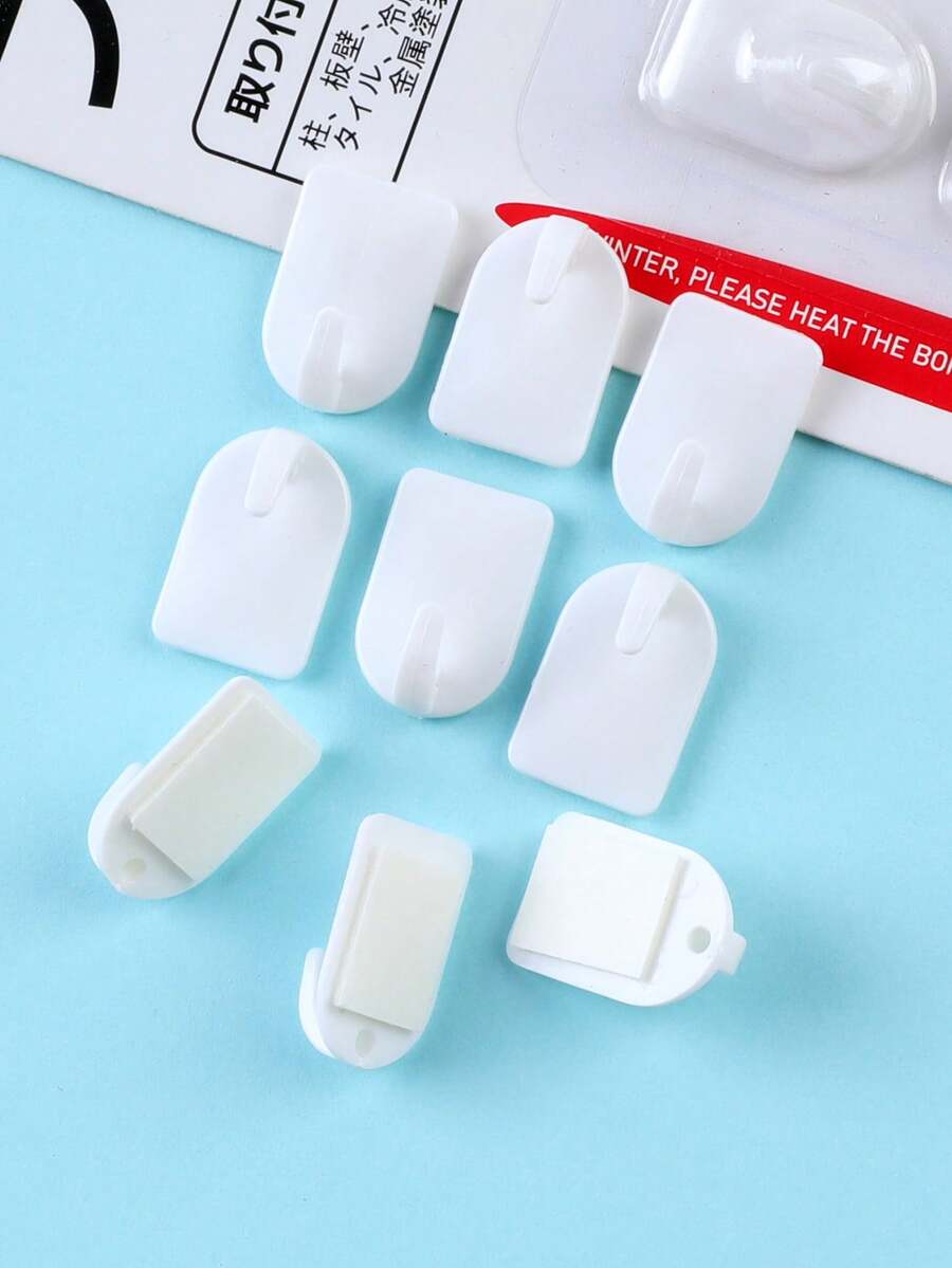 9pcs/Set Japanese Style Adhesive Hooks, Bathroom Mini Hooks, Damage-Free Strong Sticky Hooks, For Hanging Keys, Small Items, Etc. - Multicolor - View 1