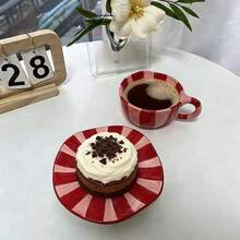 Asymmetrical Handmade Floral Glazed Ceramic Mug, Milk Cup, Coffee Cup & Saucer Set, High-Quality Cup, Tea Cup, Water Cup, Cup & Saucer Set - Multicolor - View 2