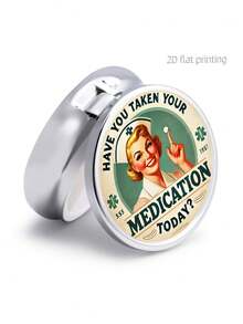 1 pieza Pastillero redondo "¿Has tomado tu medicación hoy?", Estuche de pastillas mini con 3 compartimentos, Caja de almacenamiento portátil para el hogar, Adecuado para el bolsillo, la billetera, los viajes, un regalo único - Multicolor - Ver 10
