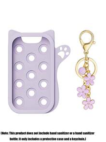 Bộ 2 món/1 món/set gồm: Nắp bảo vệ chai xịt nước rửa tay 30ml (1oz), 26 chữ cái hoa văn đính ngọc trai dùng làm phụ kiện trang trí túi xách, và nắp bảo vệ chống rơi, chống va đập hình tai chuột bằng silicon, thiết kế vòng tay ngọc trai, dễ dàng mang theo khi đi du lịch, có thể dễ dàng treo trên túi xách, chìa khóa hoặc ba lô trẻ em, chống mài mòn, chống thấm nước, có thể giặt và tái sử dụng. - Màu tím - Xem 27