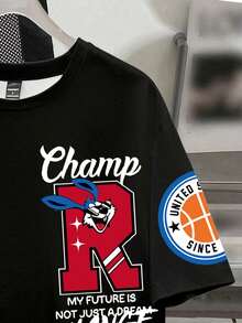 这款夏季黑色T恤采用Kuroshibo设计的酷炫黑白动漫印花图案，时尚独特。其百搭的款式和实用性使其成为馈赠亲朋好友的绝佳惊喜礼物。 - 黑色 - 查看 2