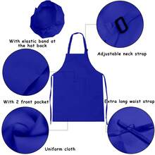 2pcs/Set Kids Apron And Chef Hat Set, Boys & Girls Apron With 2 Pockets, Adjustable, Children's Painting Apron, Suitable For Cooking, Classroom, Baking, Painting, Crafts, BBQ, DIY, Party, Ages 6-13 - Multicolor - View 3