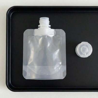 1/5/10 件旅行补充装扁平袋洗发水液体乳液分配袋化妆品补充装扁平袋旅行瓶套装 30ml/50ml/100ml 旅行收纳袋，适用于护肤品，适合居家、度假、节日、波西米亚风格