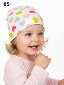 1顶婴儿卡通图案针织帽，双层针织婴儿睡帽，适合春夏穿着 - 彩色 - 查看 11