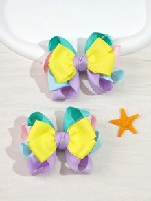 2 Presilhas de Cabelo com Laços Coloridos, Ideais para Meninas, Presilhas de Cetim com Vários Laços, Presilhas Tipo Jacaré, Acessórios de Cabelo para Adolescentes, para Uso Diário - Multicolorido - Ver 7