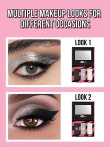 MISSLYN- UP Eyeshadow Palette, 3-Color Eyeshadow Set, Multi-Purpose, Long-Lasting, High Pigmentation, With Mirror, Includes Matte, Shimmer And Glitter Eyeshadows, Smooth Texture - #01 Midnight Chic - View 4