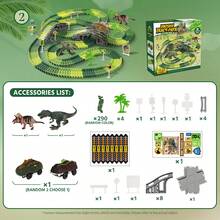 Dinosaur Toys,Create A Dinosaur World Road Race,Flexible Track Playset And 2 Pcs Cool Dinosaur Car For 3 4 5 6 Year & Up Old Boy Girls Best Gift - Green - View 6