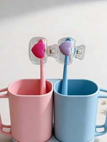 Cute Heart-Shaped Toothbrush Cover - Pink & Purple Travel Toothbrush Protector, Portable Hygienic Toothbrush Cap, Suitable For Travel, Home And Daily Use, Fashionable Heart-Themed Oral Care Accessory, Keep Toothbrush Clean Anytime Anywhere - Multicolor - View 2