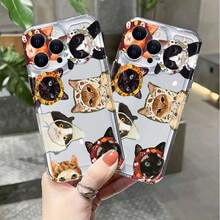 可爱猫咪图案手机壳，兼容 17 Air、16、15、14、13、12、11 Pro Max、14、15、16 Plus、XS、XR、X、8、7、SE2、12、13 Mini、16e 以及 Galaxy S25 FE、S25 Ultra、S24 FE、S23 Plus 5G、S22 Ultra、S21、S20 FE，透明防震保护套 - 彩色 - 查看 10