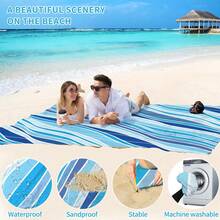 1 Set 83"X79" (210x200cm) Beach Blanket, With Portable Hooks And Spikes, Large Oversized Beach Mat, Waterproof And Sandproof Outdoor Floor Mat, Storable Foldable Picnic Mats, Beach Towel, Quick-Drying Moisture-Proof Mat, Blue Pink Floral Design, Wear-Resistant Polyester Material, Compact And Lightweight Beach Accessories, Comfortable Family Picnic Mats, Summer Family Party Supplies, For 2-8 Adults Travel Park Camping Hiking Holiday Concert Crawling Mat - 彩色 - 查看 9
