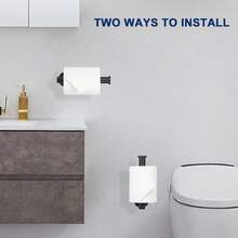 Self-Adhesive Stainless Steel Toilet Paper Holder, No Drilling Required, Rust-Proof, For Bathroom, Kitchen, Washroom - Black - View 6