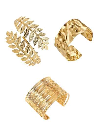 Fashionable Minimalist Gold Leaf Wire Cuff Bracelet, Adjustable Women's Bracelet Suitable For Daily Wear And Gift