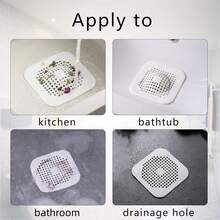 3pcs Square Silicone Suction Cup Hair Catcher (14.5cm/5.7in) - Reusable Flat TPR Drain Plug/Filter For Shower/Bathtub/Bathroom/Kitchen Sink/Laundry | Anti-Clogging Drain Protector - Multicolor - View 4