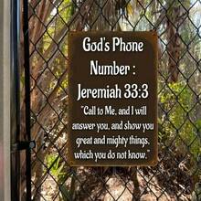 Vintage Metal Wall Sign Jeremiah 33:3 Call To Me, Rustic Christian Home Decor With Inspirational Bible Verse, Farmhouse Kitchen - Multicolor - View 4