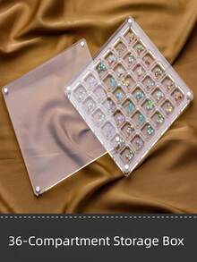 1pc 36-Grid Acrylic Box, Nail Art Acrylic Rhinestone Box, High Transparency Nail Jewelry Display Box, Magnetic Closure, Gift For Valentine's Day, Women, Holiday - White - View 2