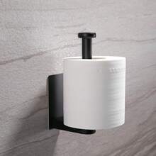 Self-Adhesive Stainless Steel Toilet Paper Holder, No Drilling Required, Rust-Proof, For Bathroom, Kitchen, Washroom - Black - View 2