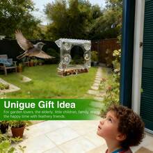 Comedero de pájaros de acrílico, jaula de pájaros, suministros para mascotas de colibríes, transparente montado en la pared - Unitalla - Ver 5