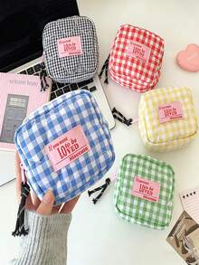 1 Pc Women Quilted Makeup Bag Cute Plaid Cosmetic Bag Aesthetic Travel Toiletry Bags Pouch Kawaii Aesthetic Make Up Bag Travel Plaid Make Up Organizer Bag With Zipper Pouch Chere Checkered Cosmetic Pouch Make Up Travel Purse Organizer Large Capacity Pencil Case Makeup Brushes Storage Bag
