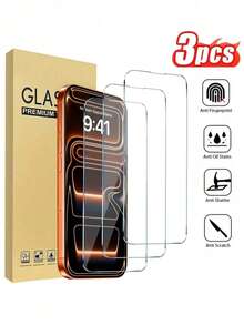 3 Packs High-Quality Tempered Glass Screen Protectors Compatible With IPhone 17 Pro Max/XR/11/12/13/14/15/16/17 - Ultra-Thin, Fingerprint-Resistant, Scratch-Resistant, Waterproof, Smooth Surface, Easy To Install, Protective Case Design, Compatible With IPhone Screen Protectors | Exquisite Finish | Soft Touch, High-Definition Screen Protectors