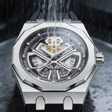 PINTIME 1pc Men's Quartz Watch, 12-Sided Case, Silicone Strap, Hollow Dial, Waterproof Luminous, Fashion Business Calendar Wristwatch, Suitable For All Occasions, Looks Great On Any Man - Một cỡ - Xem 9
