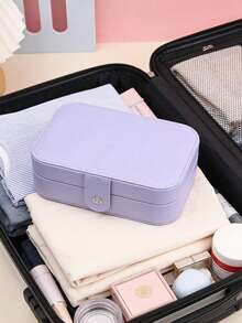 1pc Multifunctional Travel Jewelry Storage Box, PU Leather Jewelry Organizer Box, Cosmetic Makeup Holder, Detachable Jewelry Display Box, Multi-Layer Jewelry Storage Box, Suitable For Room Decor, Bags, Makeup Bags, Vanity, Travel, Cosmetic Bags, Travel Essentials, Storage Box, Desk Organizer, Makeup Bags, Cosmetic Pouches, Cosmetic Storage Box, Vanity Accessories, Cosmetic Bags - Purple - View 7