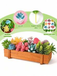 10pcs Artificial Succulent Plants, Suitable For Desktop Decor, Windowsill Greenery, Various Potless Realistic Succulent Plants, Lifelike Plastic Cactus Stems, Home Decor, Summer Home Greenery, Party Decor, Valentine's Day, Mother's Day Gift (Random Color) - Multicolor - View 5