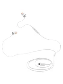 Auriculares intraurales con cable Tune 310C de alta resolución, sonido JBL de graves puros, conexión USB-C, cable plano sin enredos, control remoto de tres teclas con micrófono, cable para el trayecto y el entrenamiento - Blanco - Ver 5