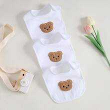 3件套穆斯林纯棉婴儿围兜，透气吸水纯棉口水围兜，男女通用 - 白色 - 查看 6