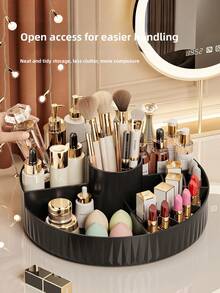 1 pieza Diseño de cuadrícula circular blanco, negro, rosa, amarillo, giratorio y conveniente para recoger artículos, adecuado para usar en múltiples escenarios como salas de estudio, tocadores y lavabos, almacenamiento eficiente de cosméticos. El diseño giratorio hace que el maquillaje sea talla grande conveniente para ti, convirtiéndolo en un regalo ideal para madres, amigos, familiares y novias en San Valentín, el Día de la Madre, aniversarios y talla grande.