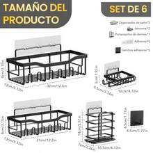 swfOrganizador De Bañokit de 10 estante para baños Acero inoxidable repisas baño Sin perforacion con estante de almacenamiento adhesivos Ganchos y jabonera para organizacion hogar del baños y cocina Aedf - A - Ver 3