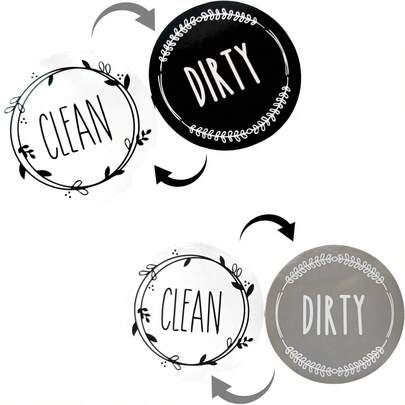 Dubbelsidig silikonmagnet för diskmaskin - svartvit smuts-/rengöringsindikator, stark repfri, viktig för köket, vattentät, dekorativ design, dubbelsidig kraftfull köksindikator, måste-ha för lägenhetsköket