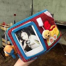 かわいいキャンバス財布 ショートジッパー コンパクト二つ折り デニム・灯芯絨素材 刺繍入りハイビジュアル カードケース兼ハンドポーチ - BB - チェックする 4