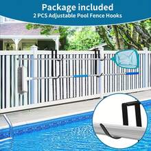 2-Pcs Multi-Functional Fence Hook, Adjustable  Pool Pole Hook,  Pool Hose Heavy Dutyence Hook Pool Skimmer Accessory Suitable For Patios, Balconies, And Swimming Pools. Compatible With Wooden, Wrought Iron, And Stone Fences. No Drilling Required For Hanging Tools. Sturdy Wrought Iron With Strong Load-Bearing Capacity. - 黑色 - 查看 7