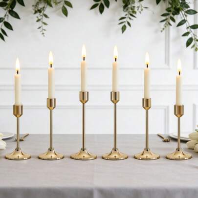 30/12/6/3pcs Gold/Black/Gold-Plated Candle Holders Set, Suitable For Pillar And Cone Candles, For Home, Wedding, Party, Anniversary Decoration