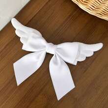 2pcs Pink + White Cute Plush Bowknot Hair Clips, Lolita Hairpin, Sweet Soft Girl Headwear, Gift For New Year, Valentine's Day, Birthday - Multicolor - View 6