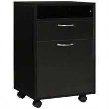 HOMCOM Filing Cabinet With Wheels, Black, 40 X 35 X 60 Cm, With Drawer For Office And Home, Space Saving And Functional. - Black - View 7