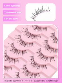 NAIJEMA 10 Pairs Natural Looking False Eyelashes, Transparent Stem, Soft & Curly, Lengthening & Volumizing, Suitable For Daily Wear, Beginner Friendly, Reusable - Natural Lashes - View 5