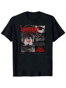 Suicideboy Men's Graphic T-Shirt - Black Casual Streetwear Tee,Tear-Effect Face Design, Round Neck Short Sleeve Summer Top, Machine Washable, Suicideboy Era Tour Graphics Print T-Shirts For Men Shirt Tops Harajuku Hip Hop Rock Style T Shirts Unisex Fashion Regular Size Street T Shirt - Black 9 - View 1