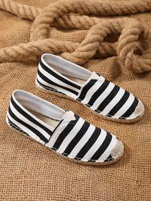 透气、吸湿、防滑编织渔夫鞋，透气、吸湿、防滑亚麻鞋 - 黑與白 - 查看 2