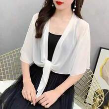 1pc Chiffon Shawl Cover Up For Women, Short Lightweight Shrug For Spring/Summer, Versatile Beach Cover Up, Sun Protection - Multicolor - View 7