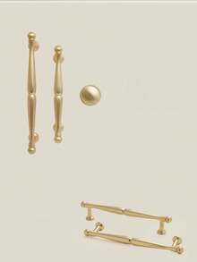 1个金色家具把手，独特优雅的设计，锌合金材质，现代简约风格，精致高品质的抽屉和橱柜门拉手，适用于卧室、厨房、浴室的橱柜、衣柜、梳妆台和其他家具，附带安装螺丝。 - 金色 - 查看 7