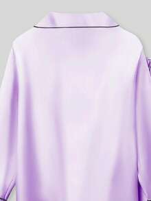 2pcs Tween Girl Lavender Long Sleeve & Pants Pajama Set - Multicolor - View 11
